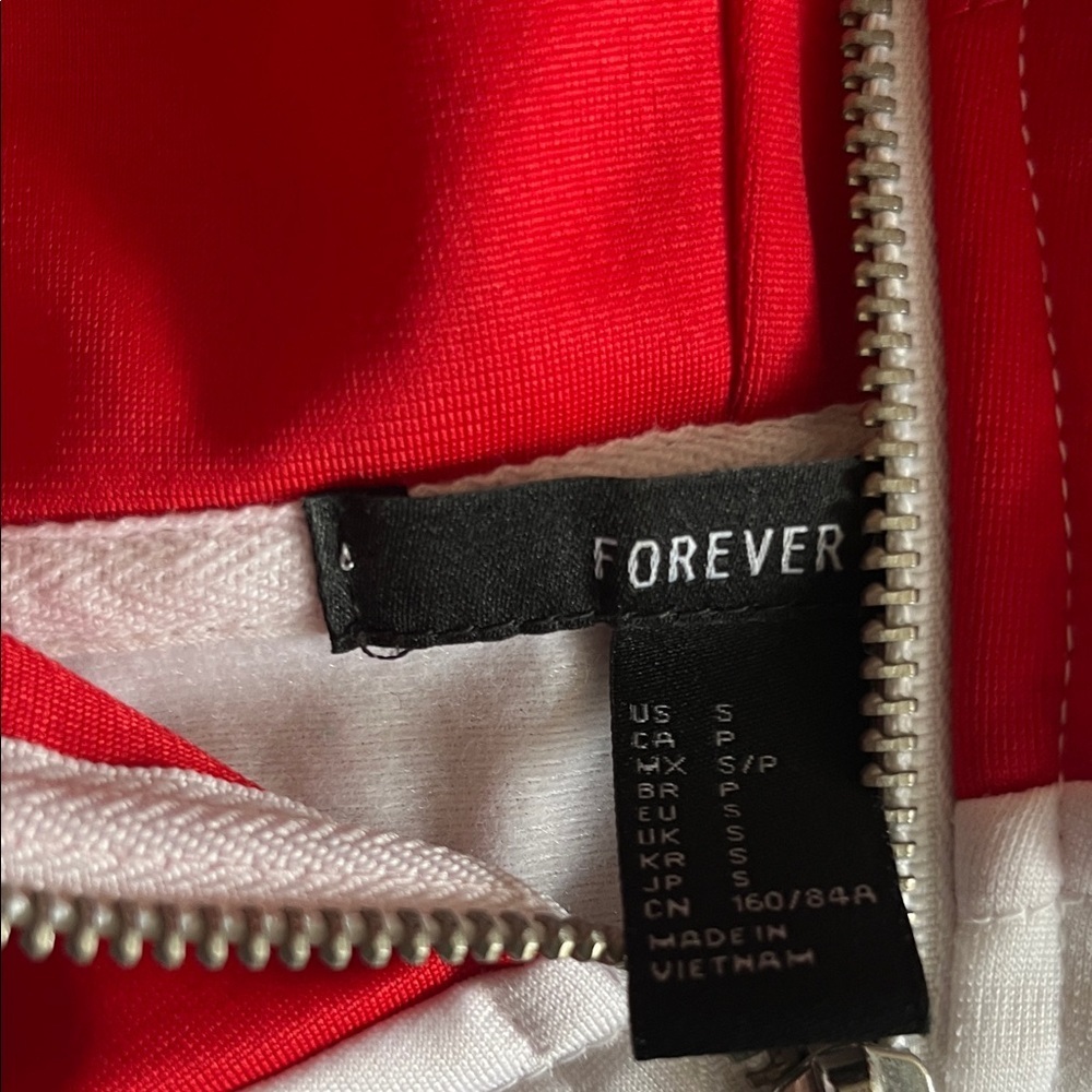 Forever 21 Red, White & Black Colorblock Zip Hoodie - Picture 2 of 5